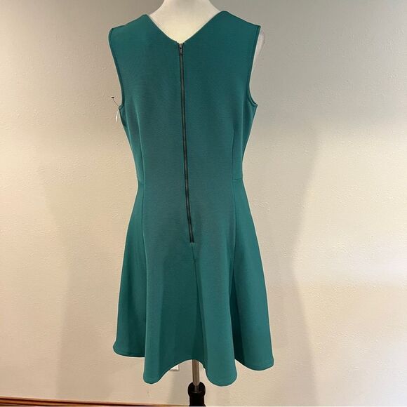 Halogen green Teal v-neck Sleeveless skater style Dress size large - Picture 8 of 14